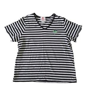 Quacker Factory 2X striped shirt palmtree #1038